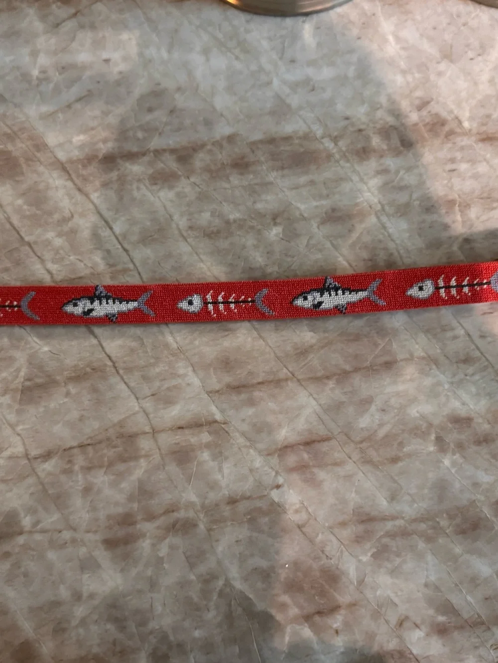 Kids Smathers & Branson Orange Needlepoint Leather Belt with Shark Motif